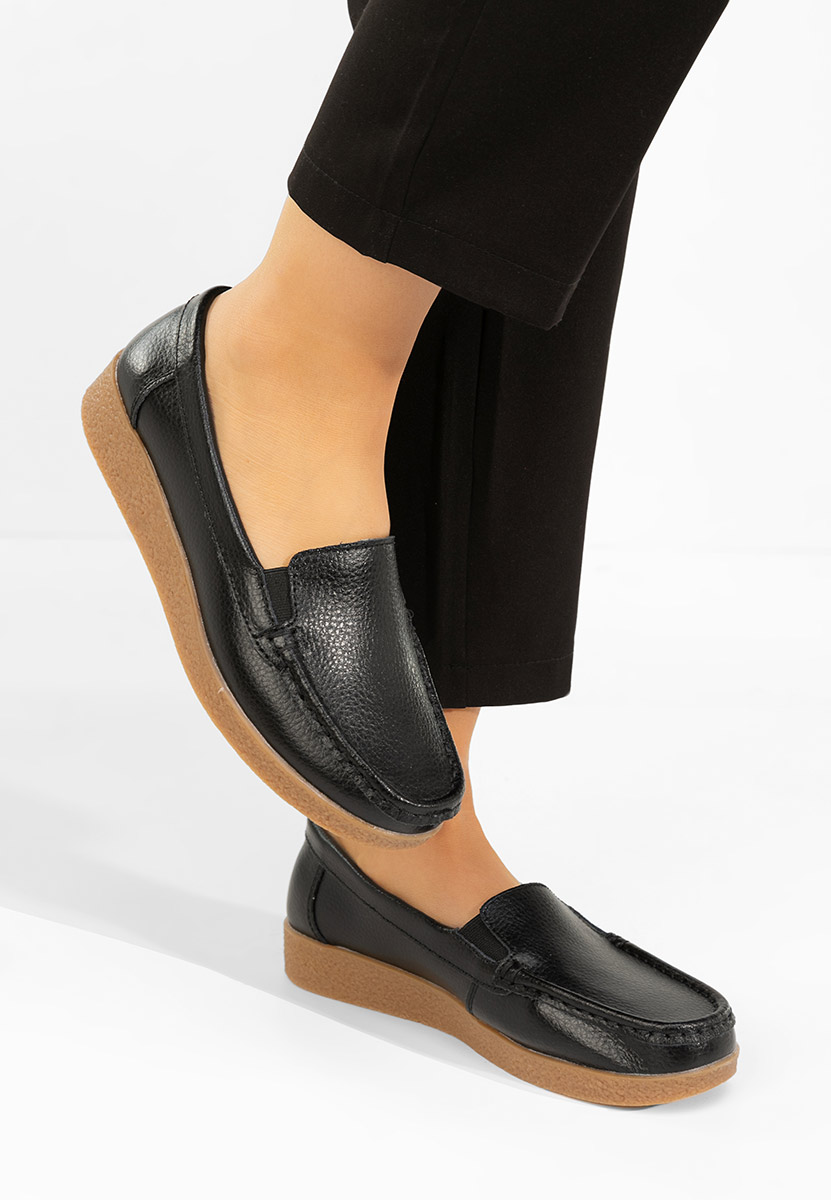 Mocasini piele naturala Nerida negri