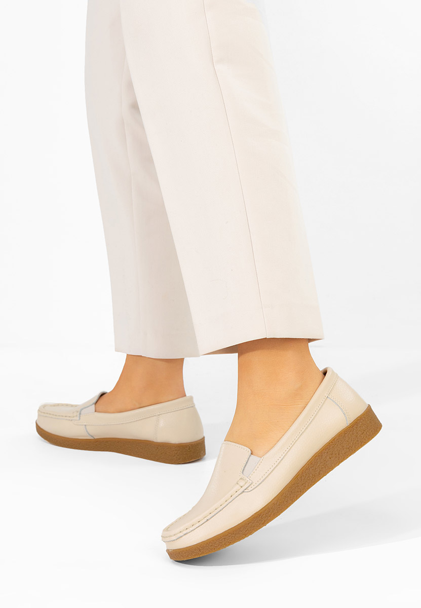 Mocasini piele naturala Nerida bej