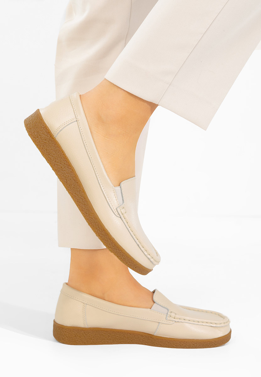 Mocasini piele naturala Nerida bej