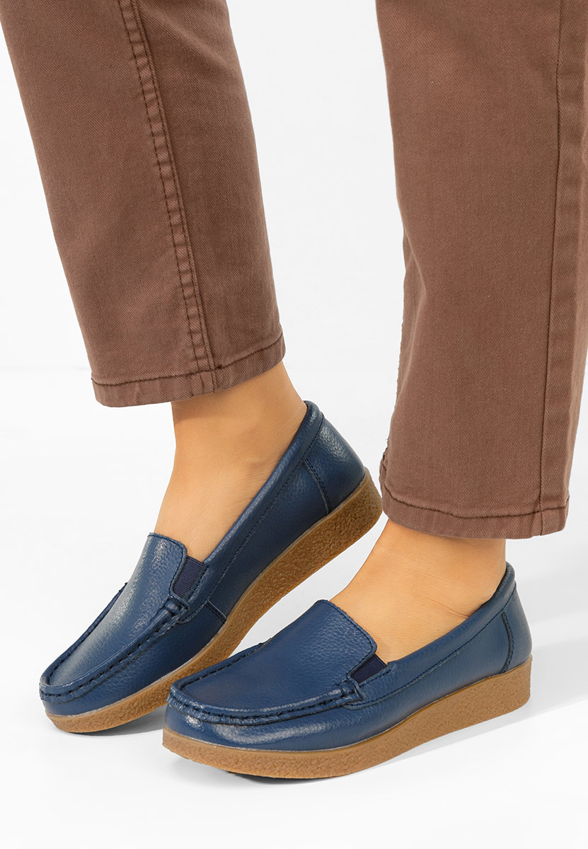 Mocasini piele naturala Nerida navy