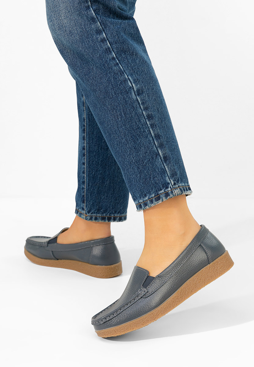 Mocasini piele naturala Nerida gri