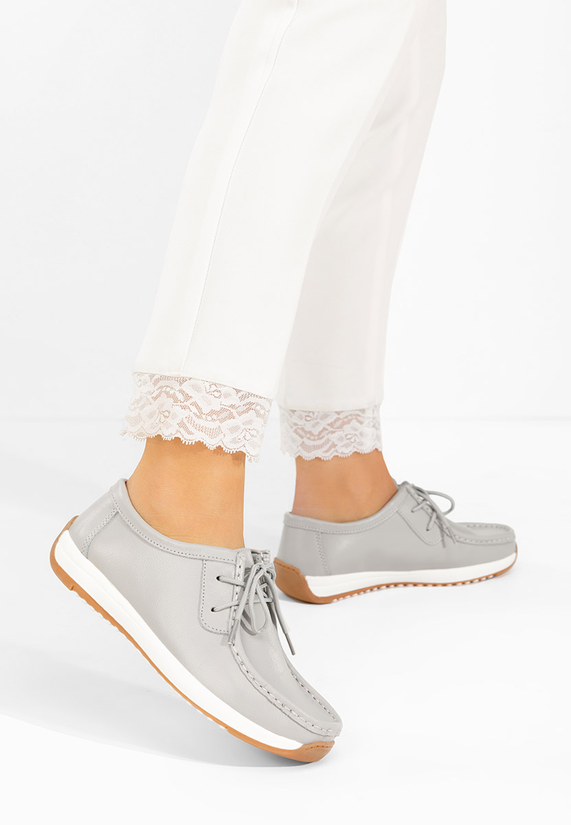 Mocasini piele naturala Solenia gri