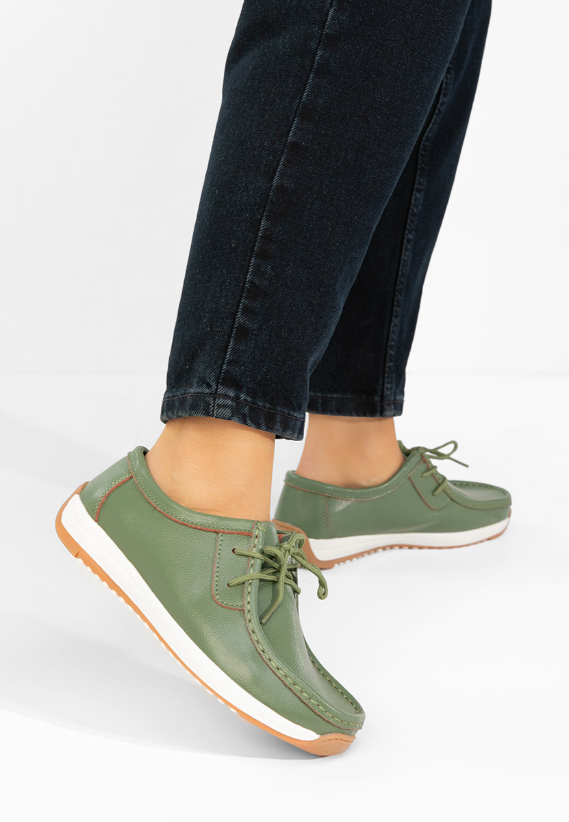 Mocasini piele naturala Solenia verzi