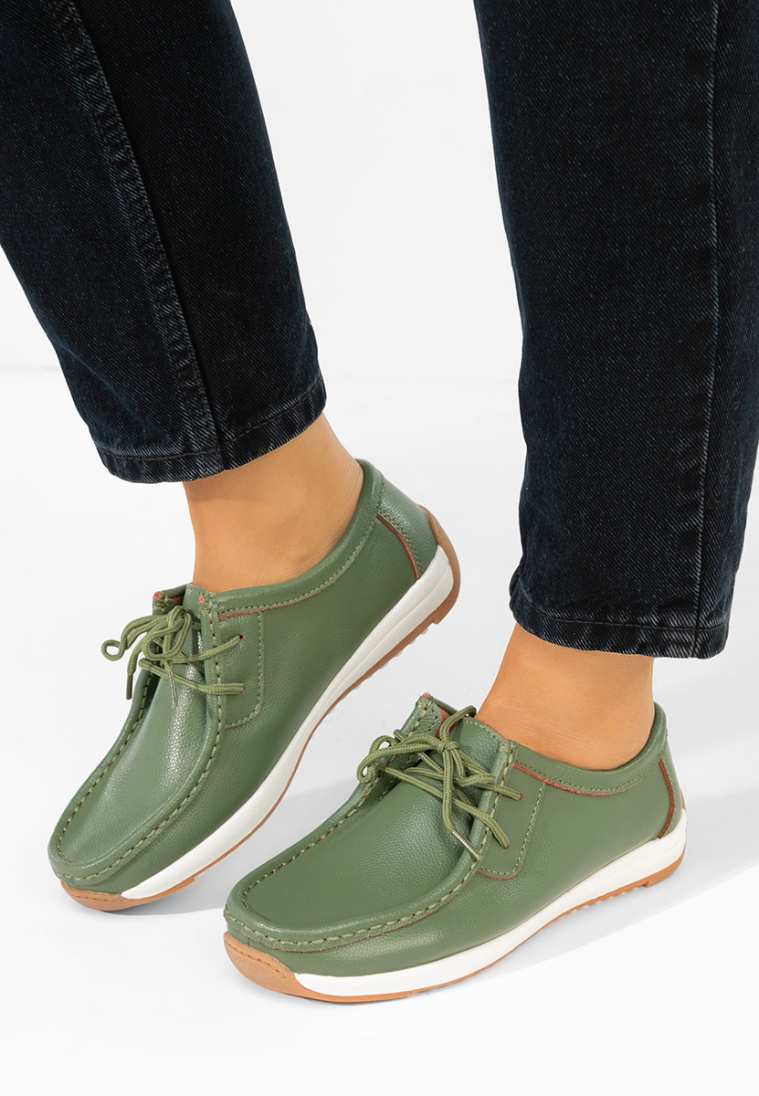 Mocasini piele naturala Solenia verzi