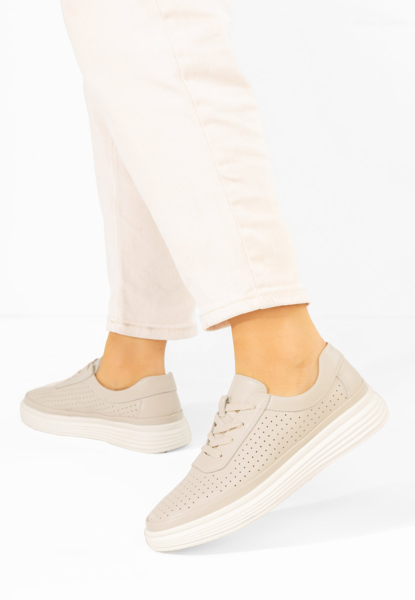 Pantofi casual dama piele Nederia bej