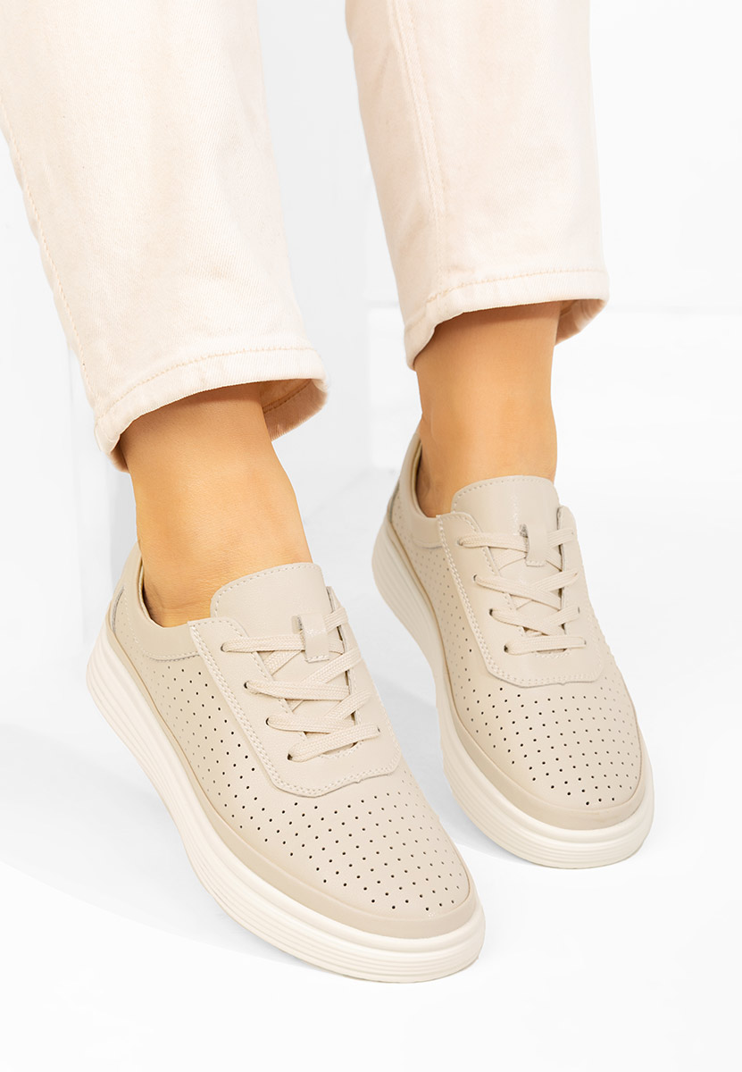 Pantofi casual dama piele Nederia bej