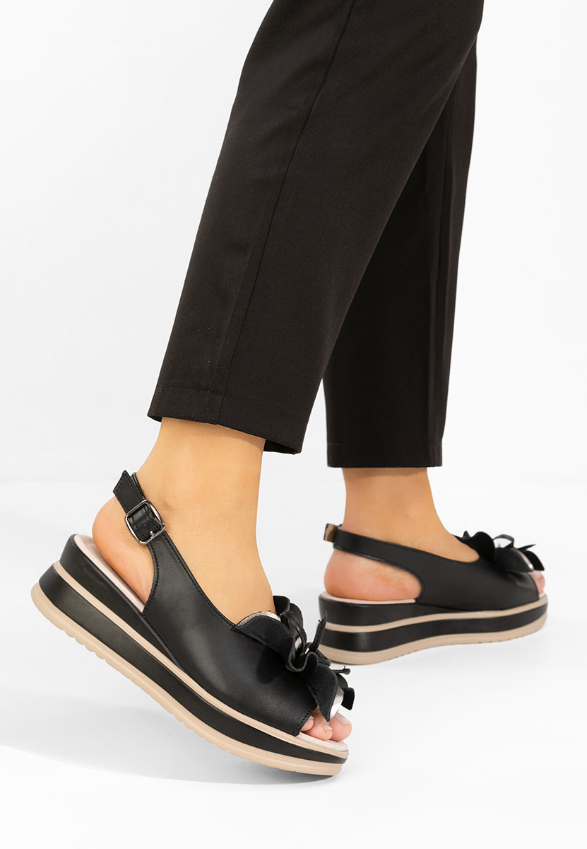 Sandale cu platformă piele Rafaelia negre