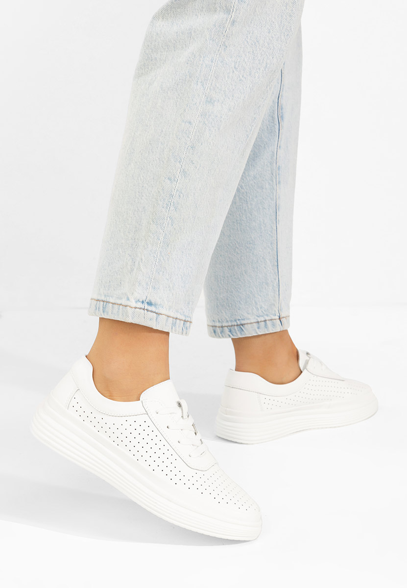 Pantofi casual dama piele Nederia albi