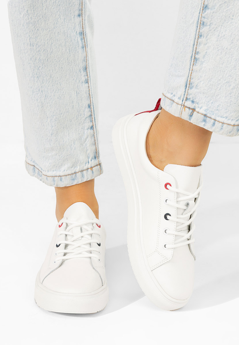 Pantofi casual dama piele Cataleia albi