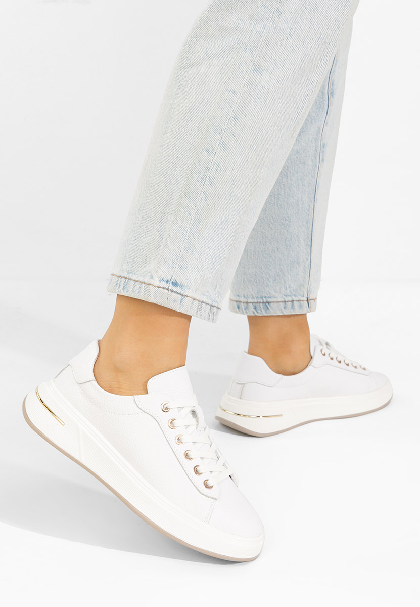 Pantofi casual dama piele Issabel albi