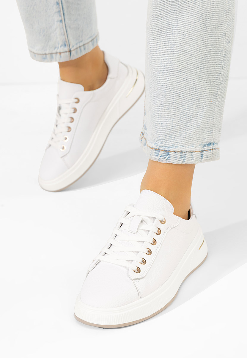 Pantofi casual dama piele Issabel albi