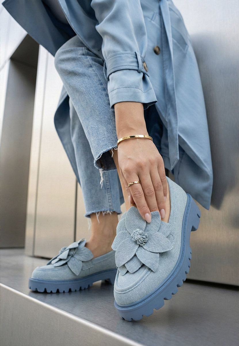 Mocasini cu talpa groasa Camelea V2 denim