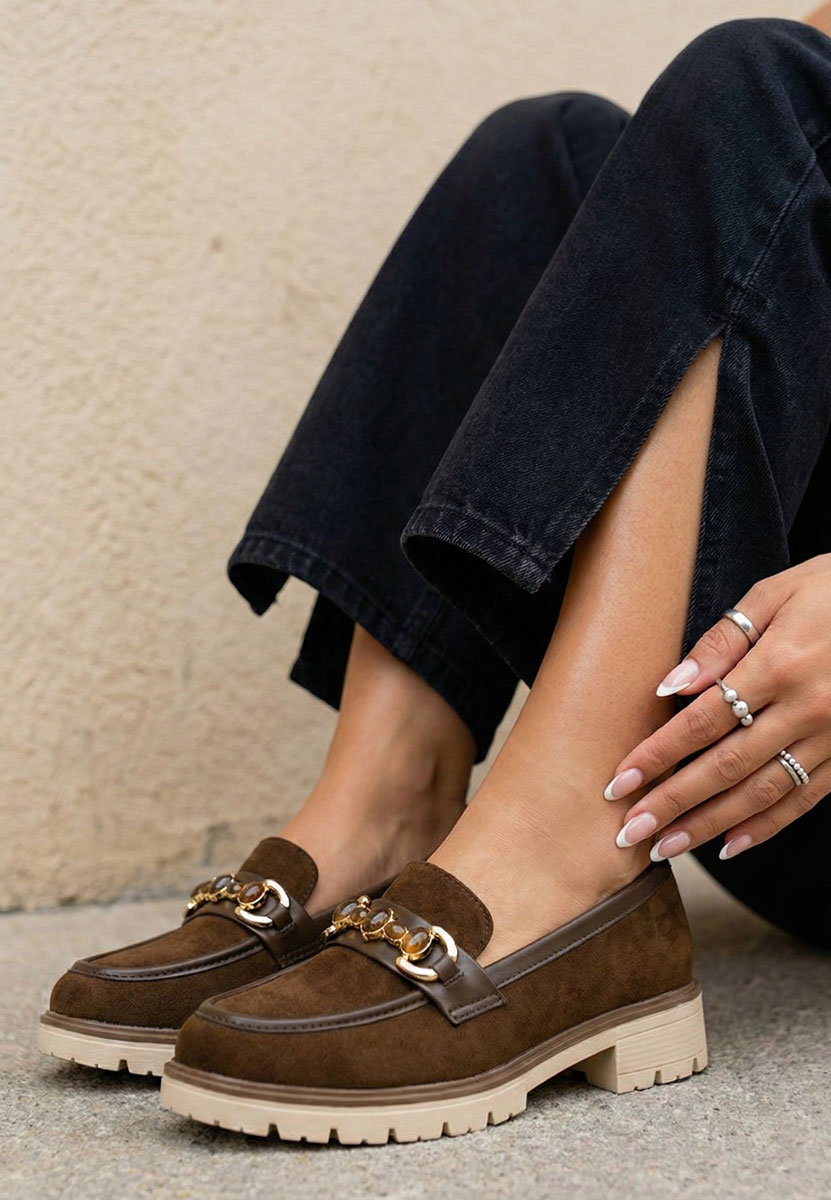 Mocasini dama Amberlin maro