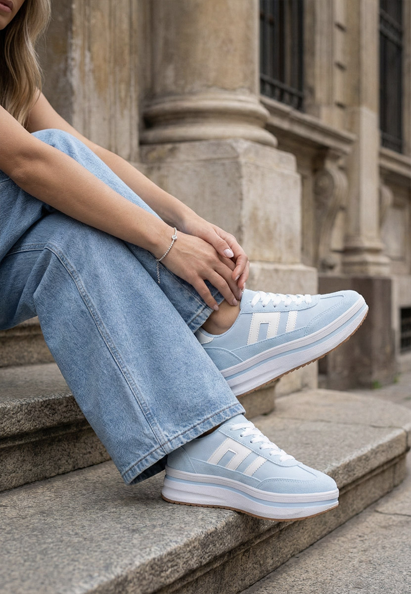 Sneakers cu platformă Jesie albastri