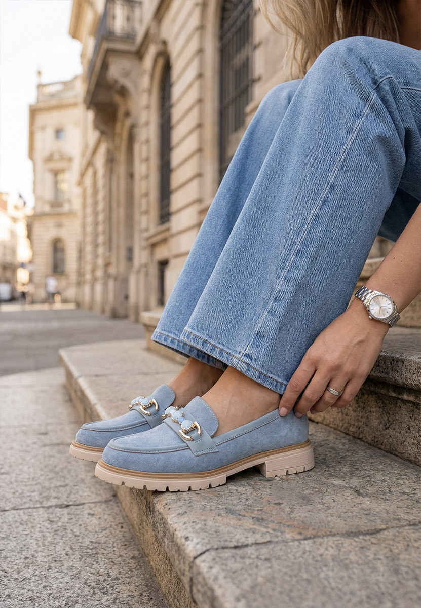 Mocasini dama Amberlin albastri