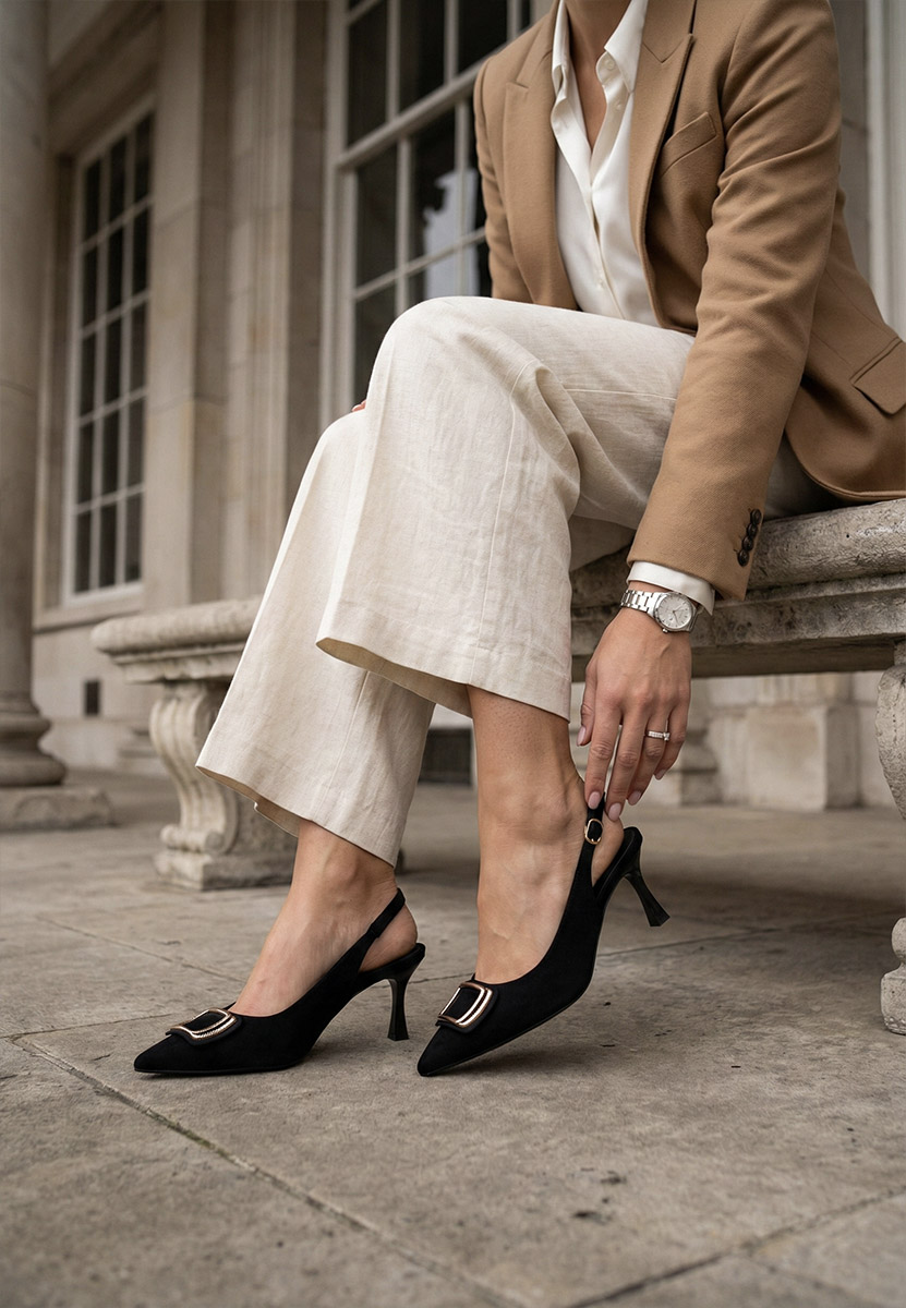 Pantofi slingback Cristelia negri