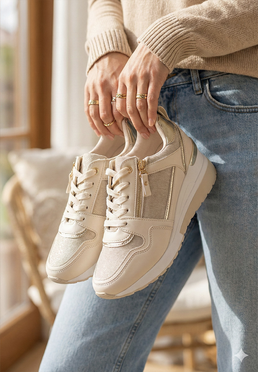 Sneakers cu platforma Rafina V2 bej