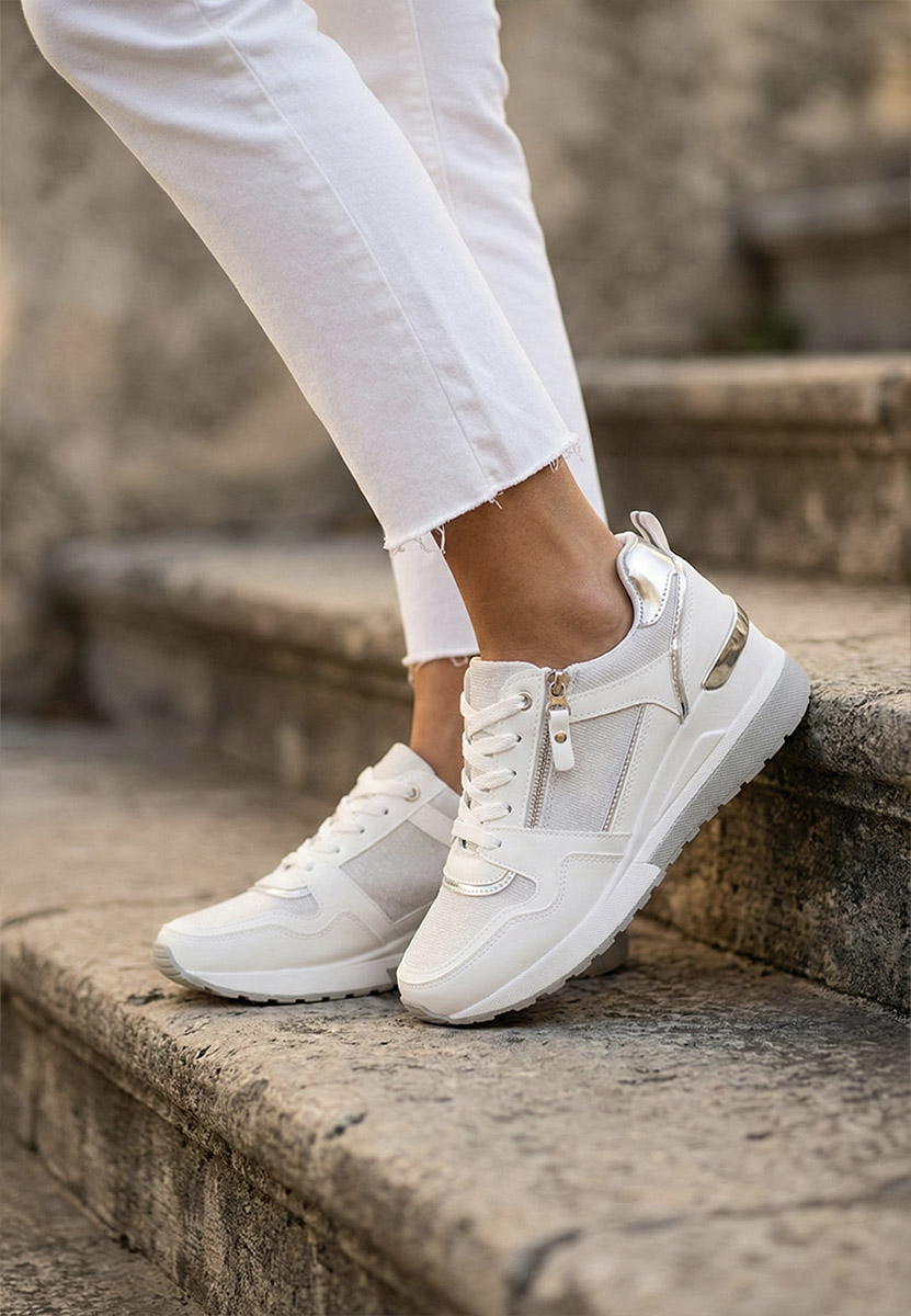 Sneakers cu platforma Rafina V2 albi