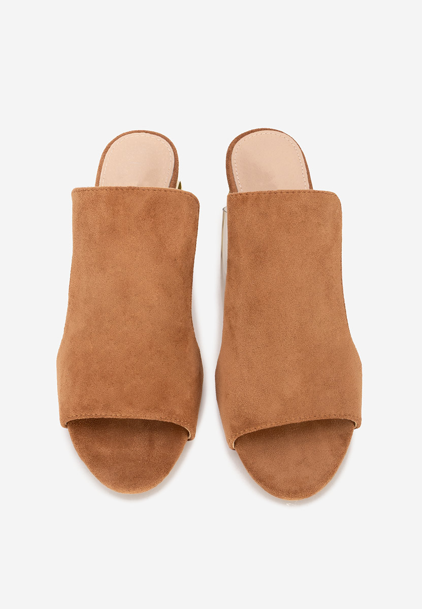 Papuci cu toc gros Floriana V2 maro