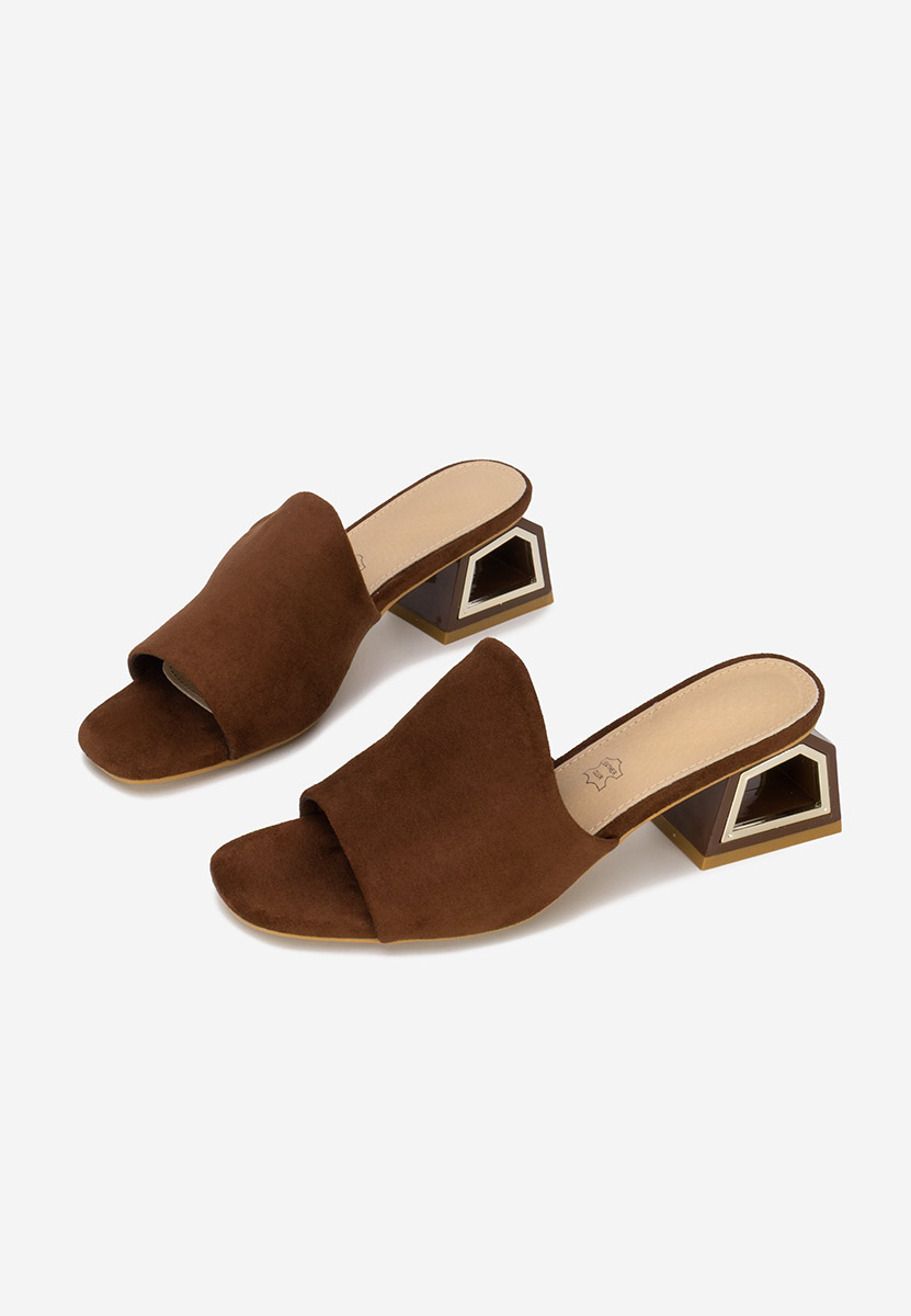 Papuci cu toc gros Alesandria V2 maro