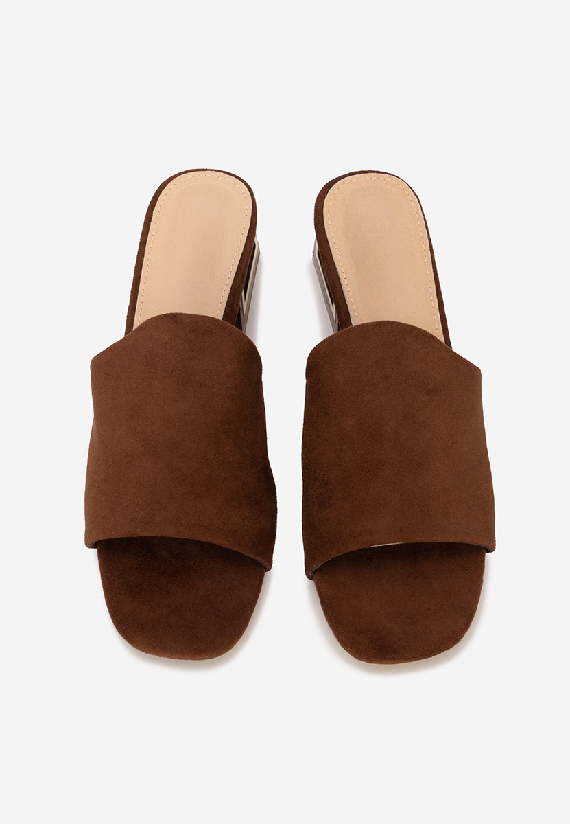Papuci cu toc gros Alesandria V2 maro