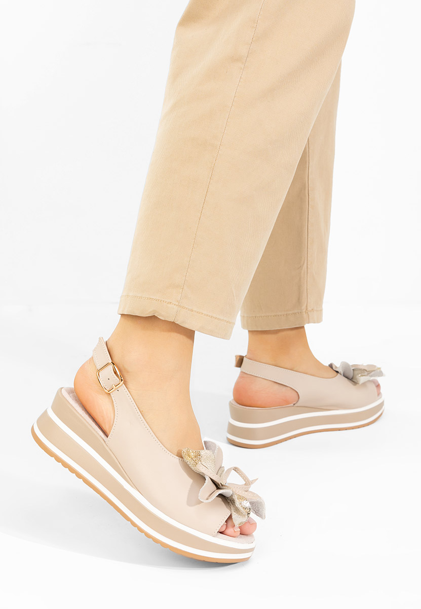 Sandale cu platformă piele Rafaelia bej