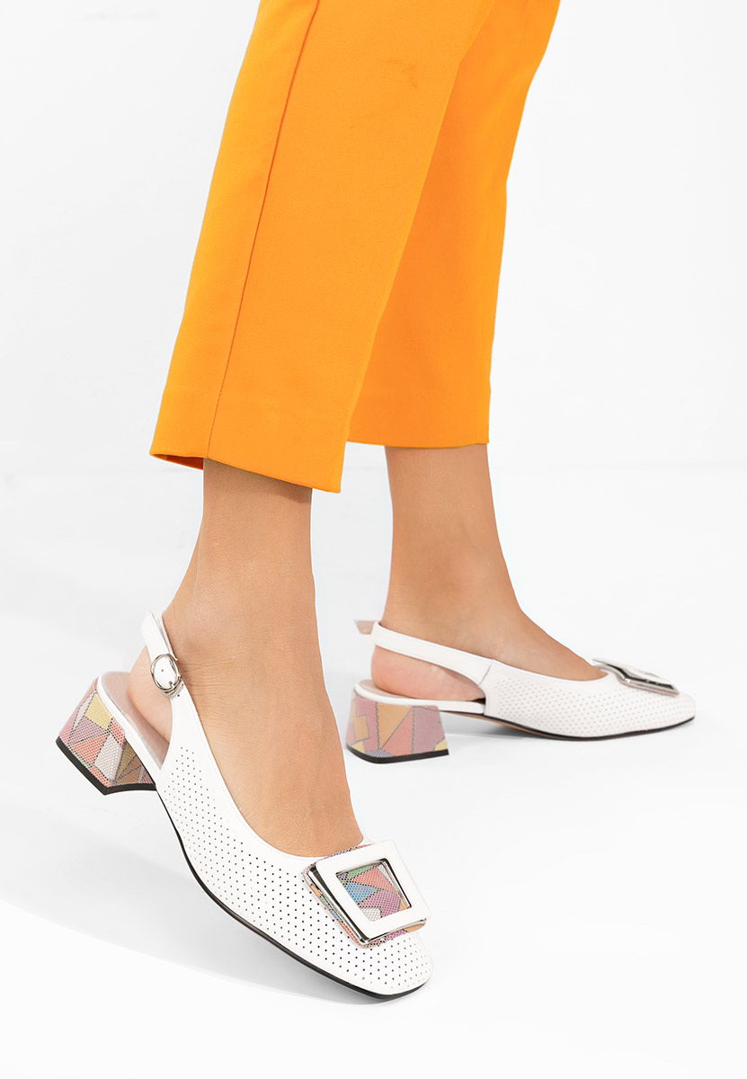 Pantofi slingback Belindia albi