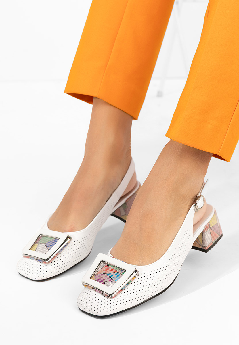 Pantofi slingback Belindia albi