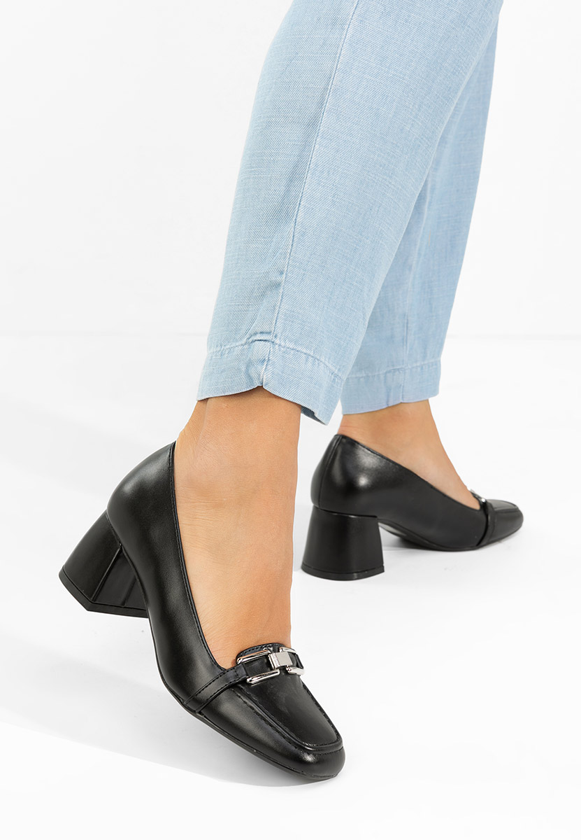 Pantofi cu toc gros Taria negri