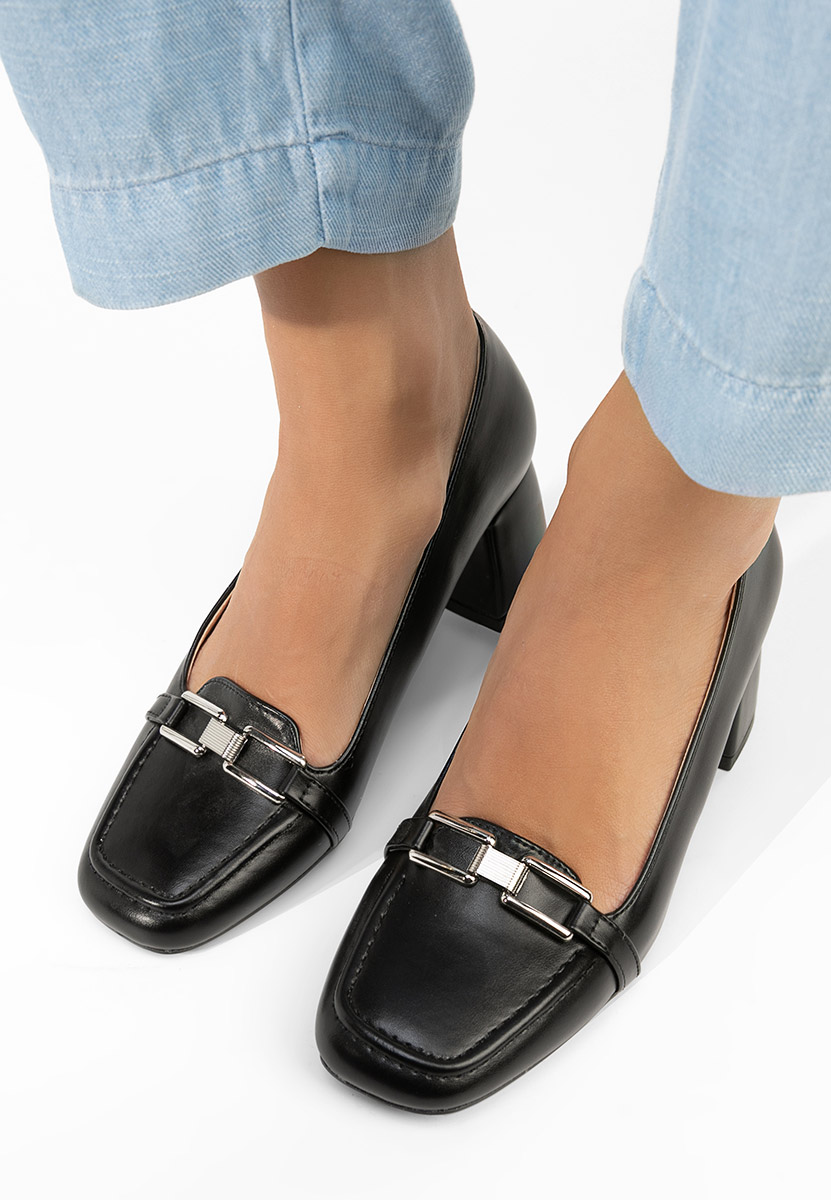 Pantofi cu toc gros Taria negri