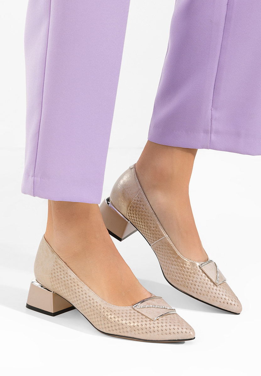 Pantofi cu toc gros Jennie bej