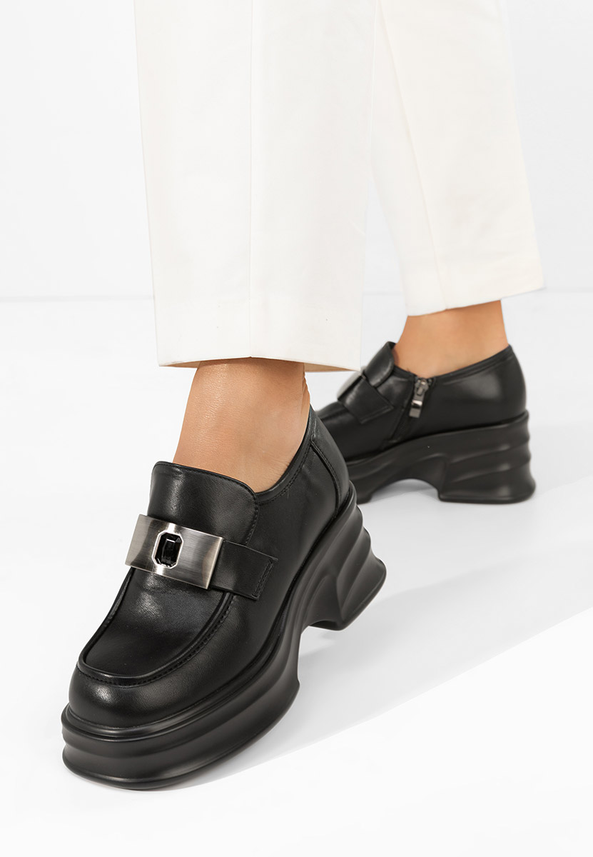 Mocasini cu toc si platforma Esmara negri