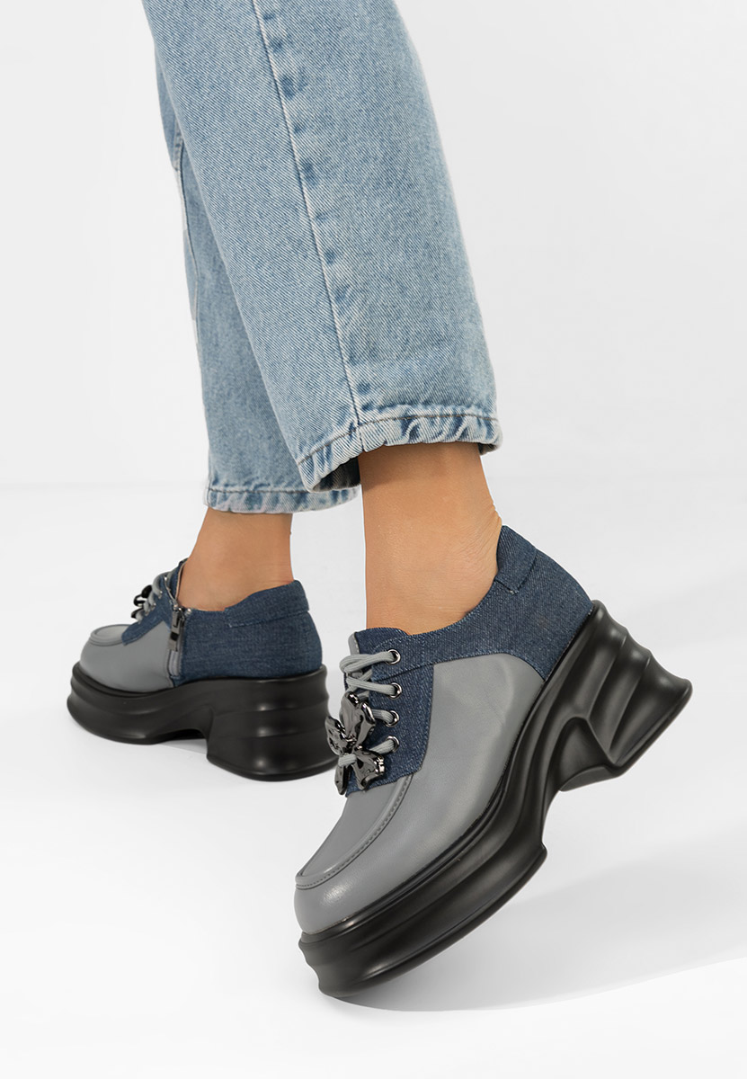 Mocasini cu toc si platforma Manilla