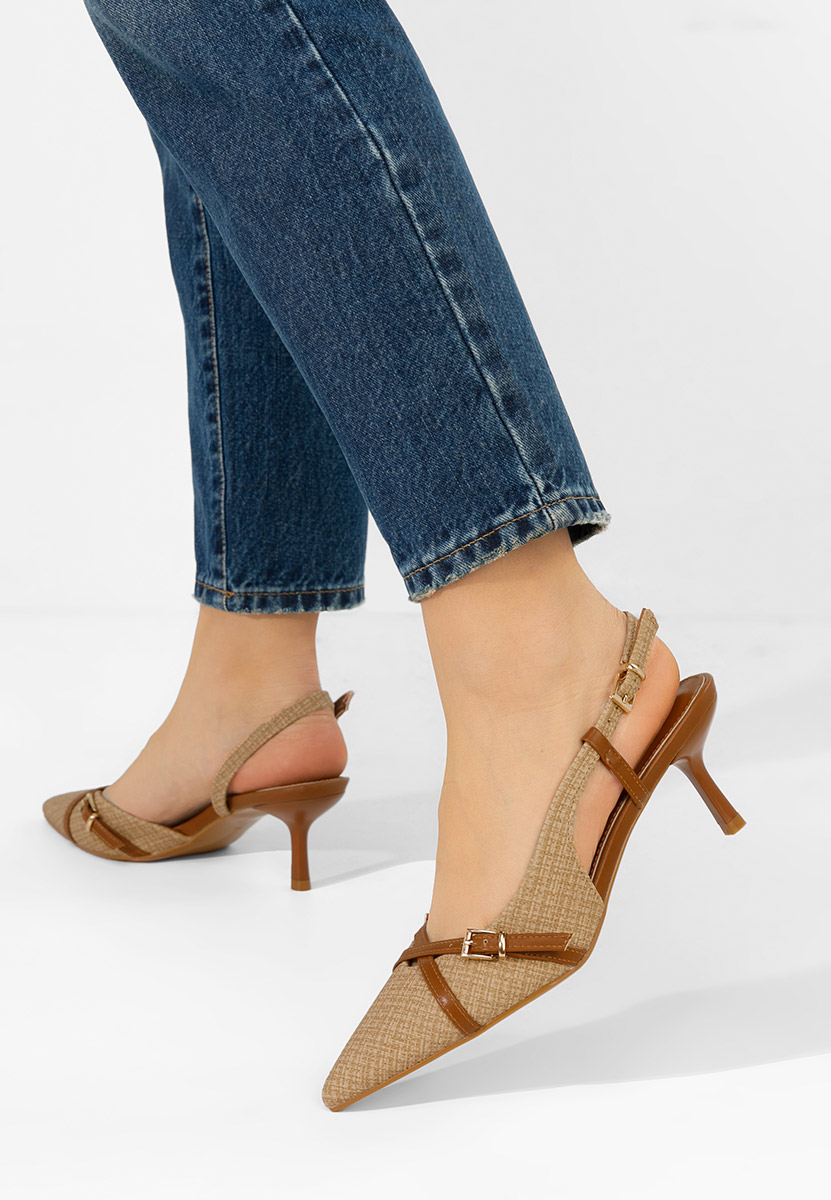 Pantofi slingback Ofeliana kaki