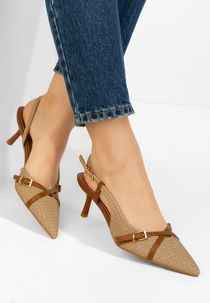 Pantofi slingback Ofeliana kaki