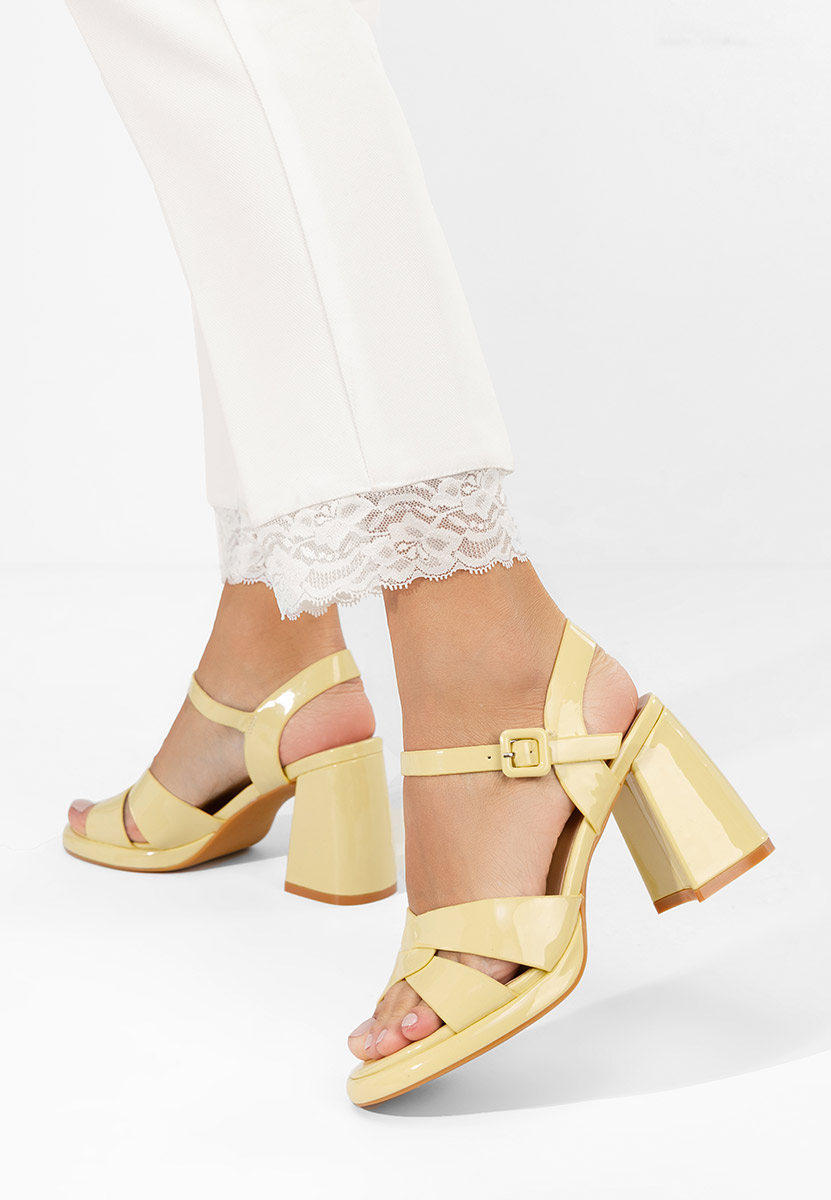 Sandale cu toc gros Lorenda galbene