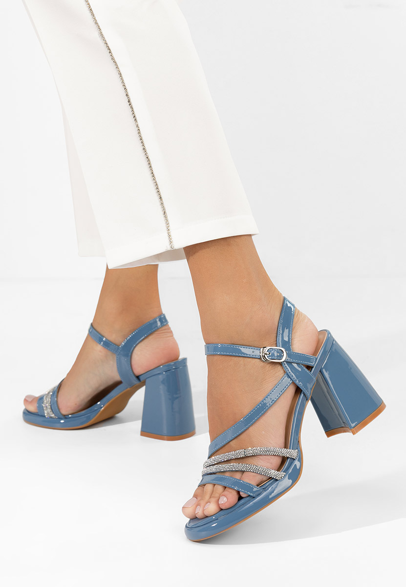 Sandale cu toc gros Bogdana albastre