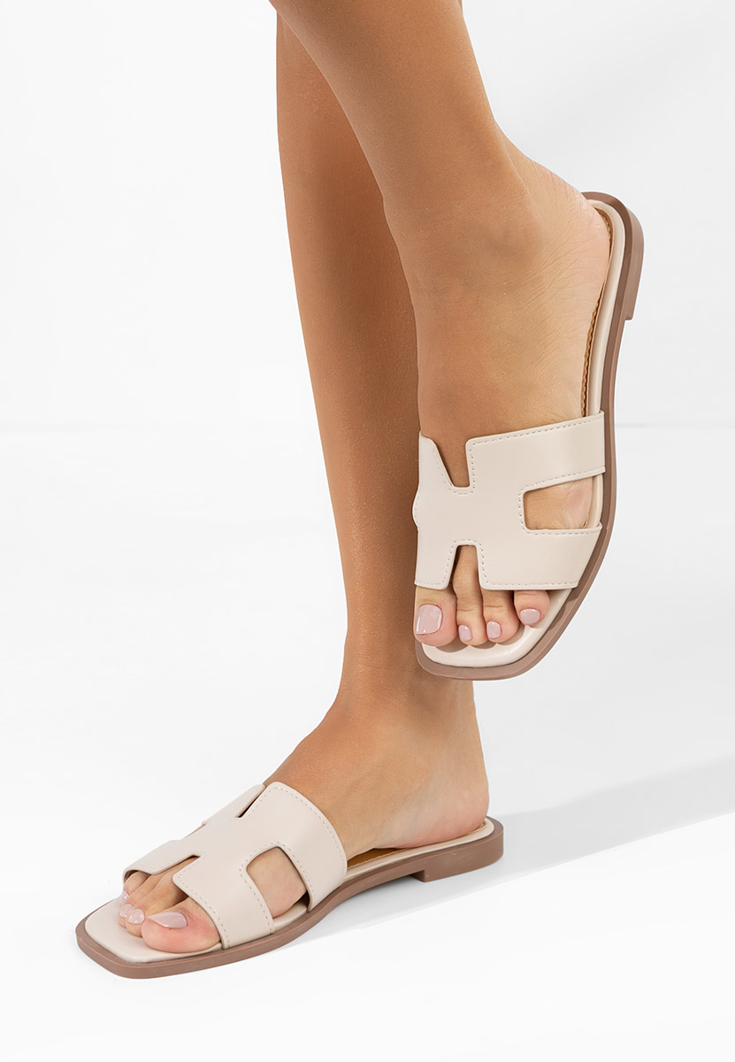 Papuci fara toc Lecya bej