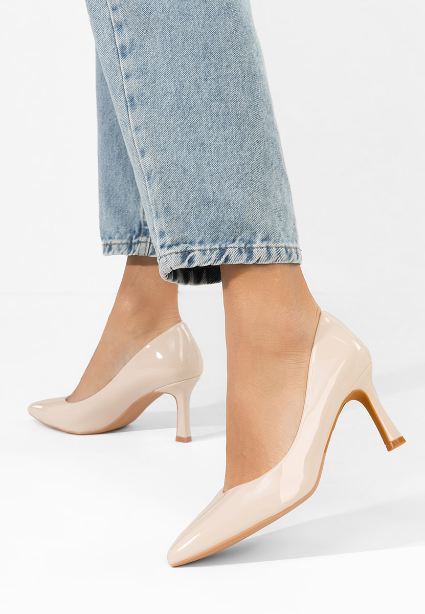 Pantofi cu toc subtire Patricka bej