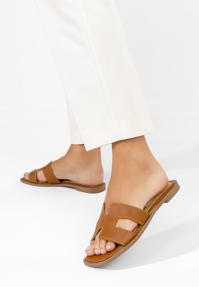 Papuci fara toc Lecya camel