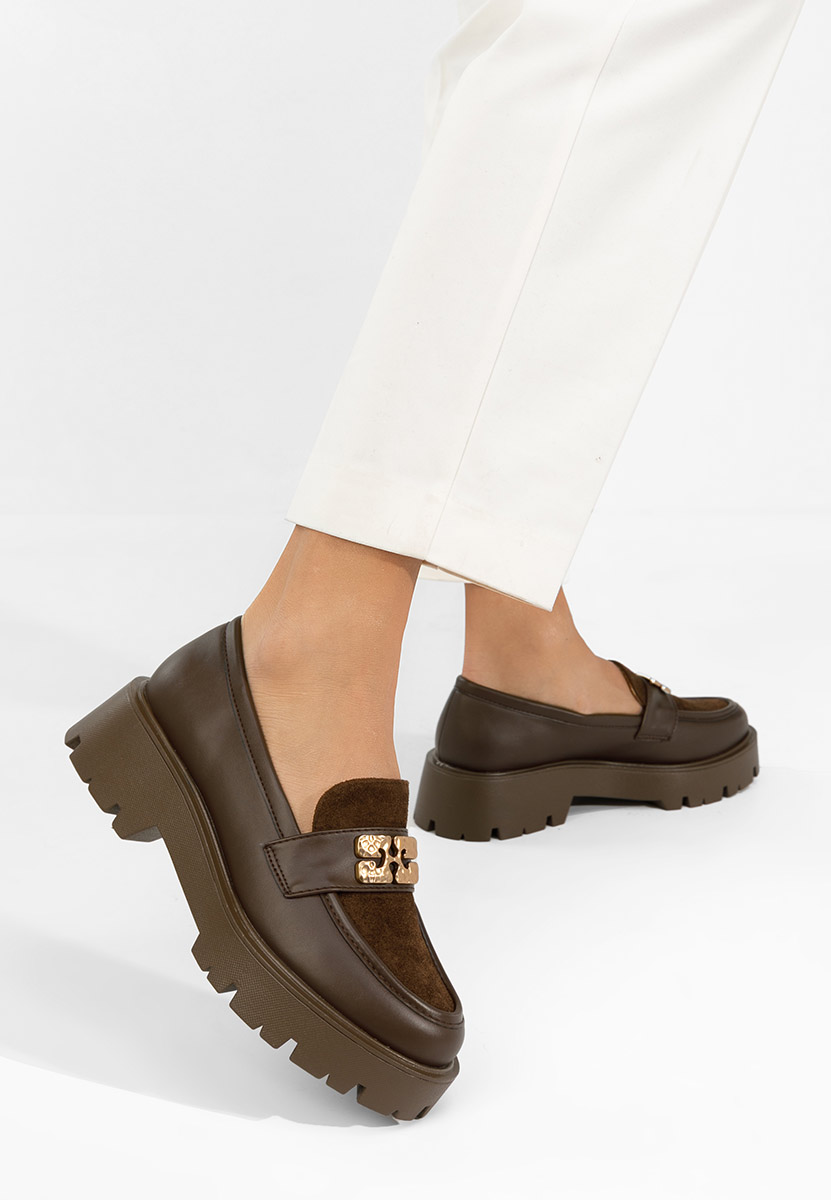 Mocasini cu talpa groasa Karamela maro