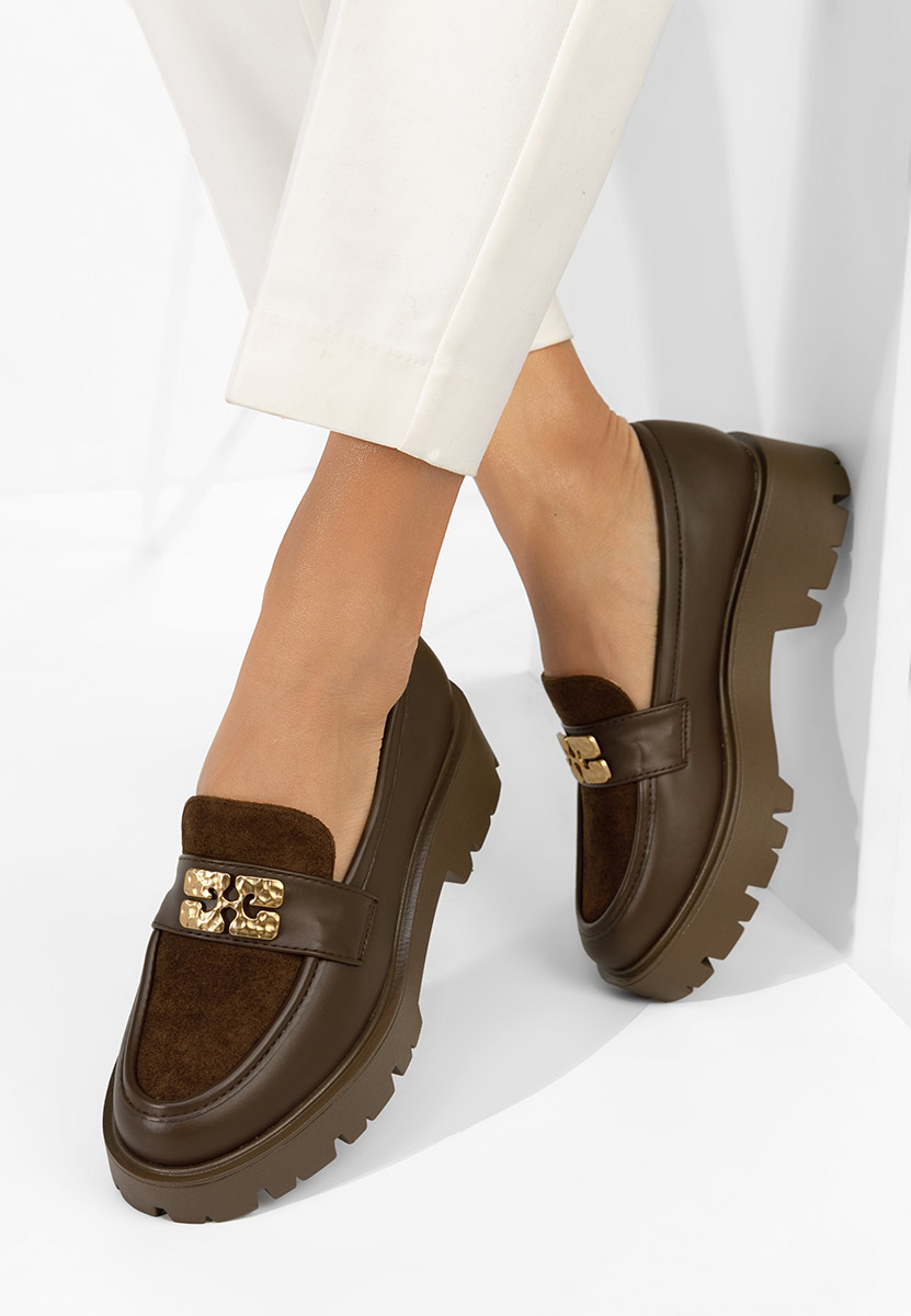 Mocasini cu talpa groasa Karamela maro