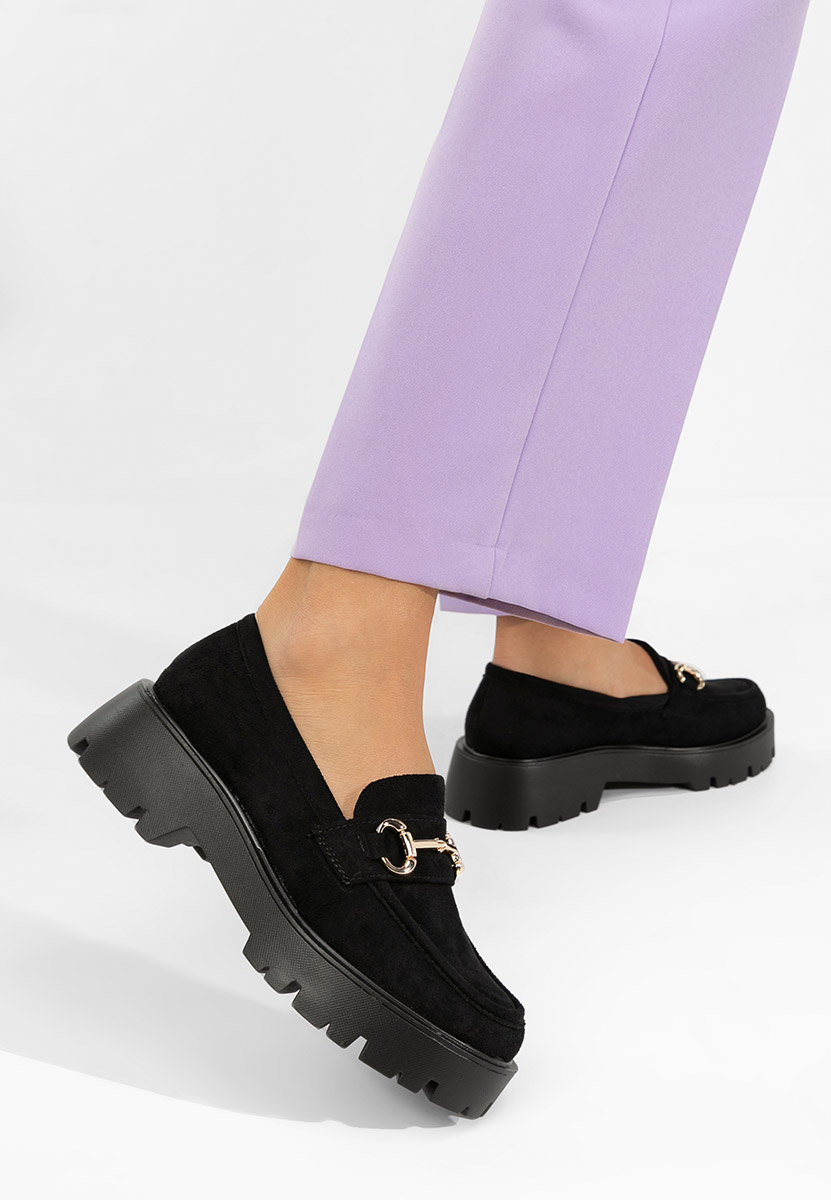 Mocasini cu talpa groasa Belvina negri