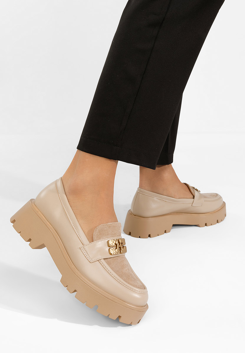 Mocasini cu talpa groasa Karamela kaki