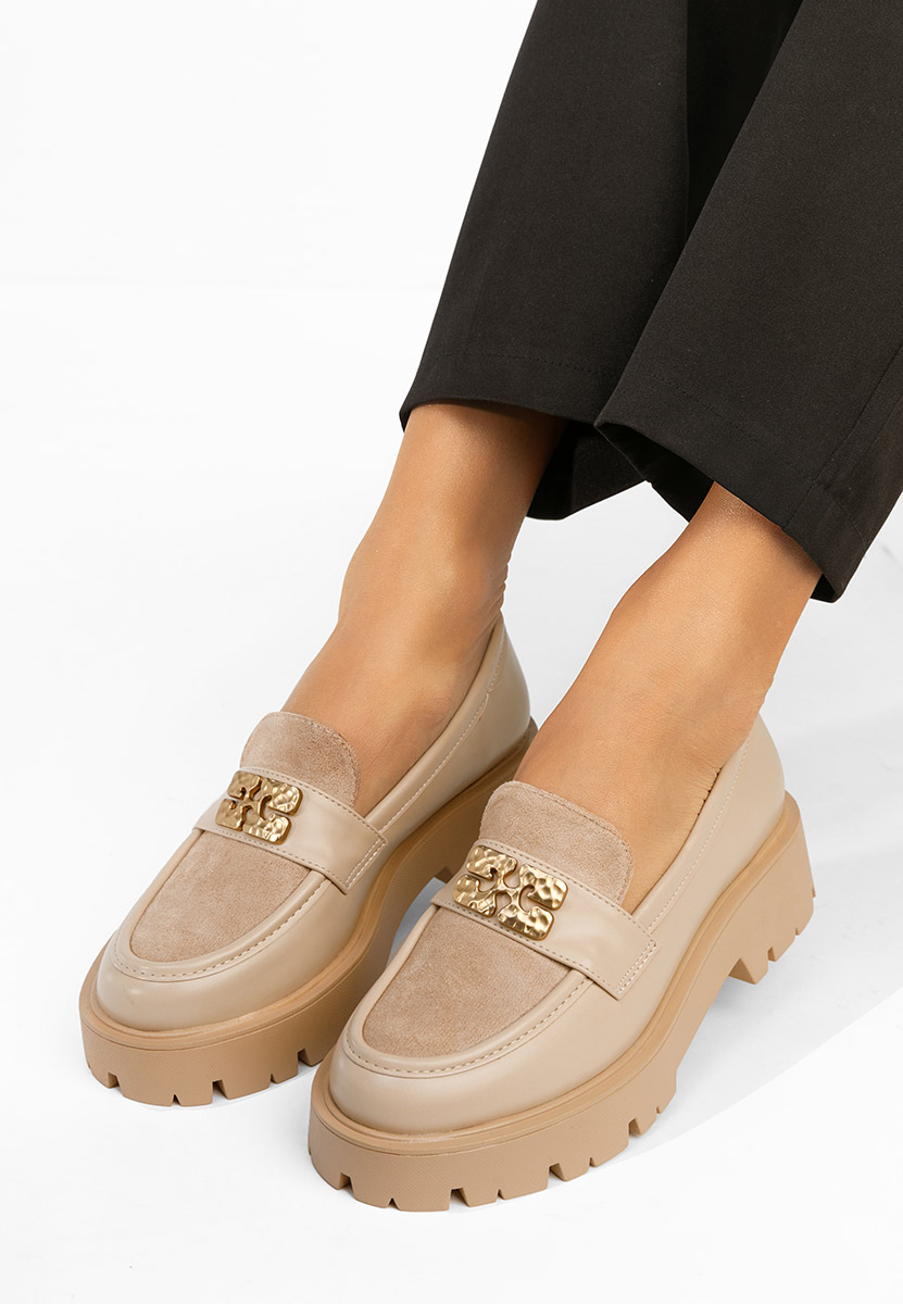 Mocasini cu talpa groasa Karamela kaki