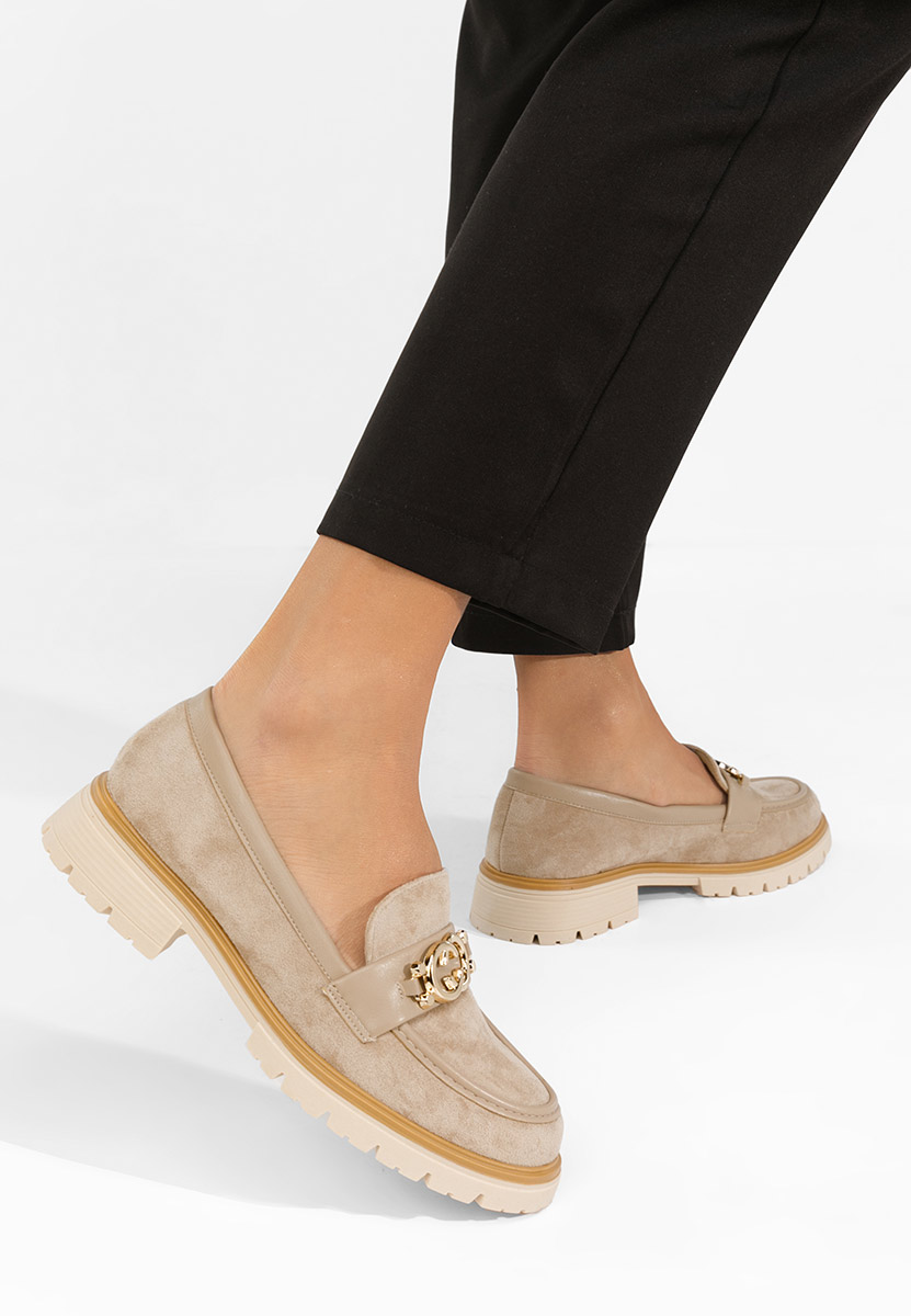 Mocasini dama cu talpa groasa Lenisia kaki