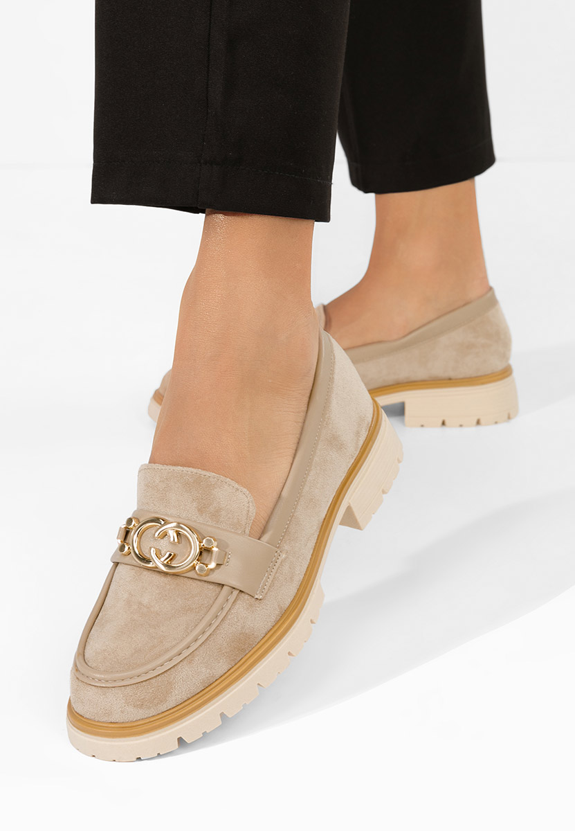 Mocasini dama cu talpa groasa Lenisia kaki