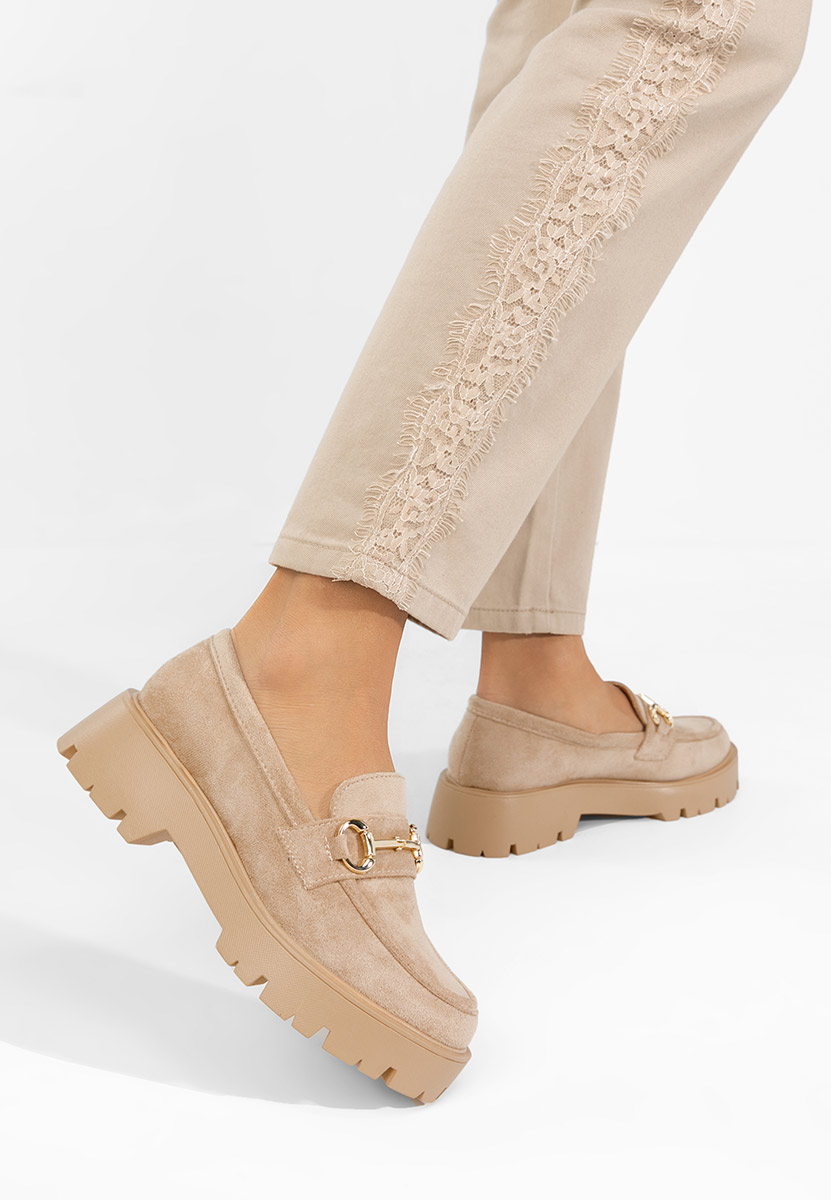 Mocasini cu talpa groasa Belvina bej