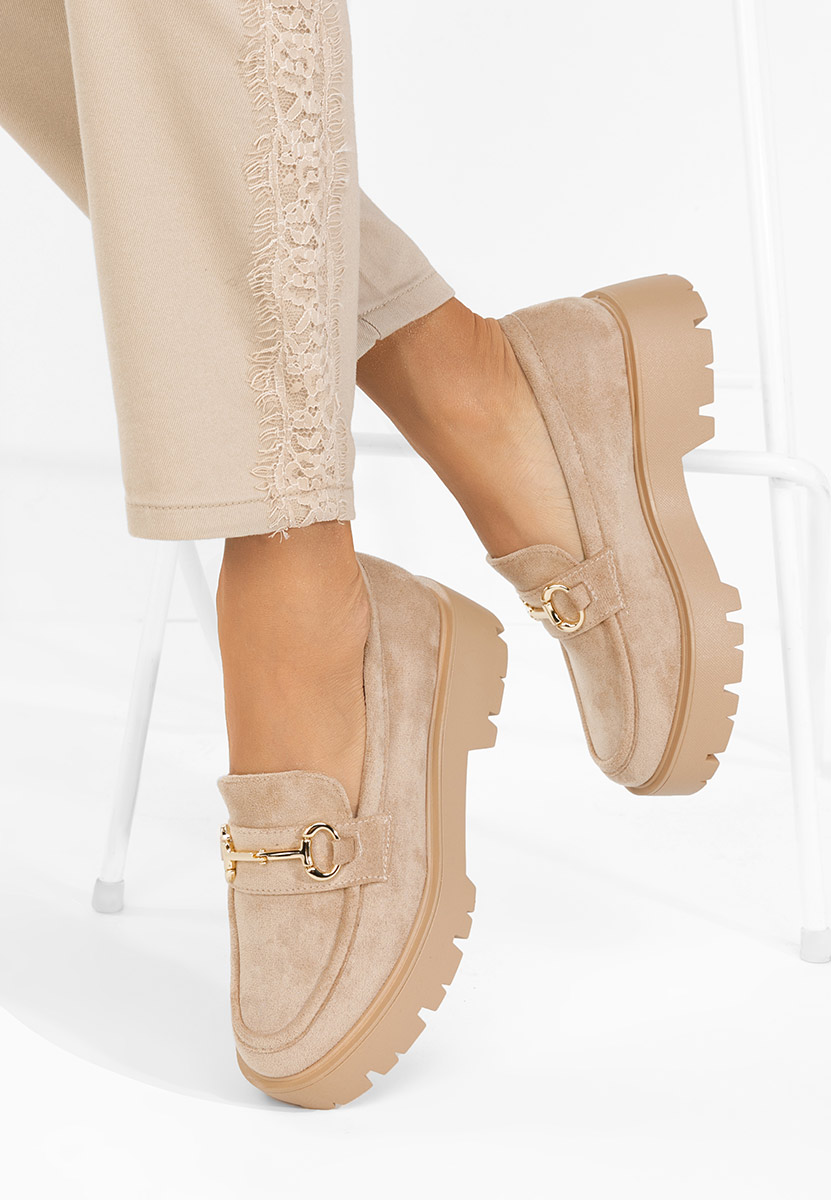 Mocasini cu talpa groasa Belvina bej