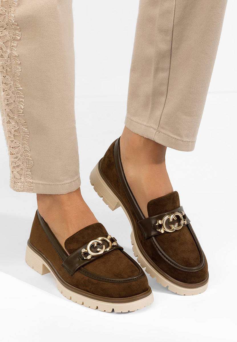 Mocasini dama cu talpa groasa Lenisia maro